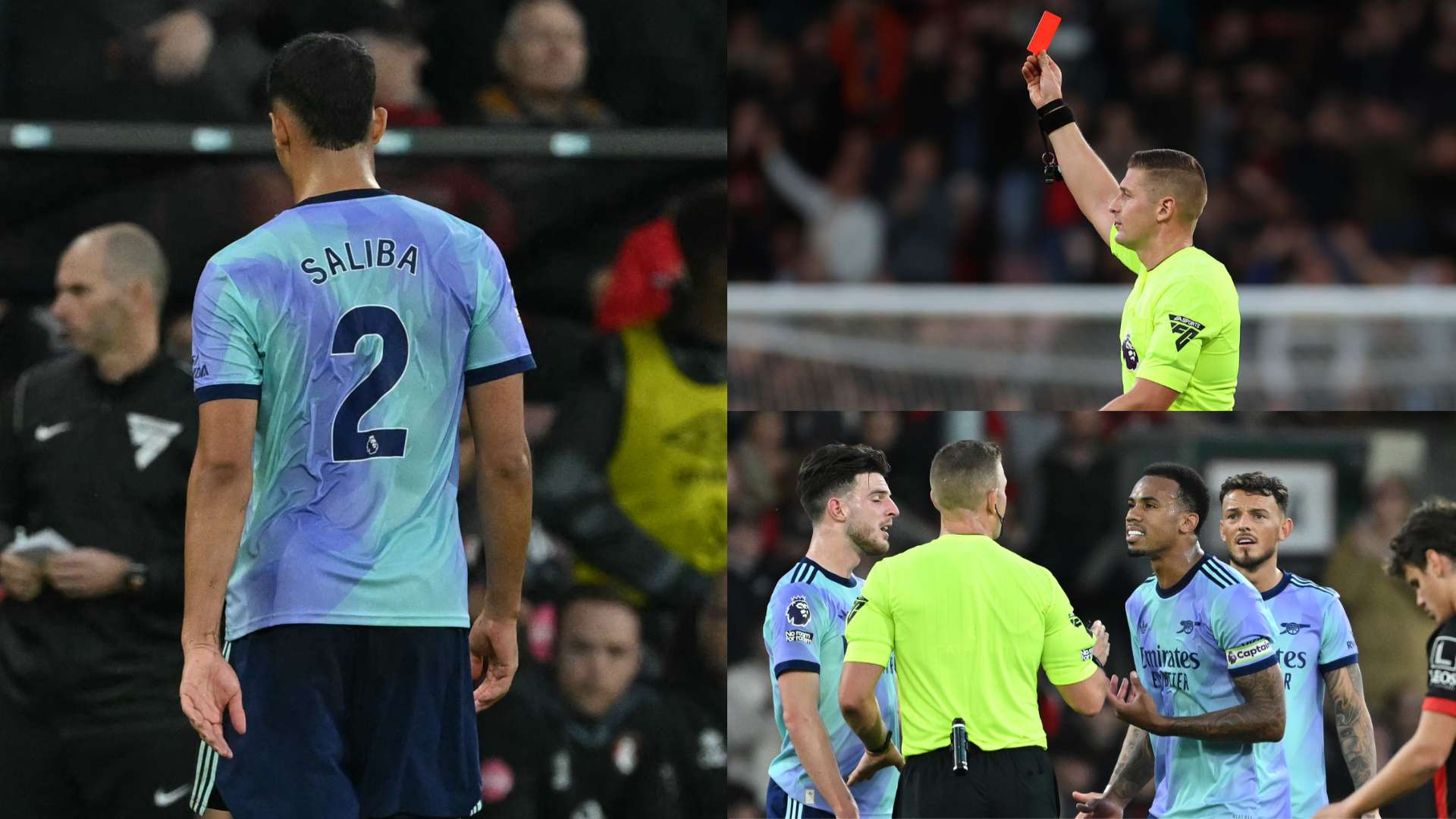 'Title gone' - Arsenal fans fume at Saliba red card  
