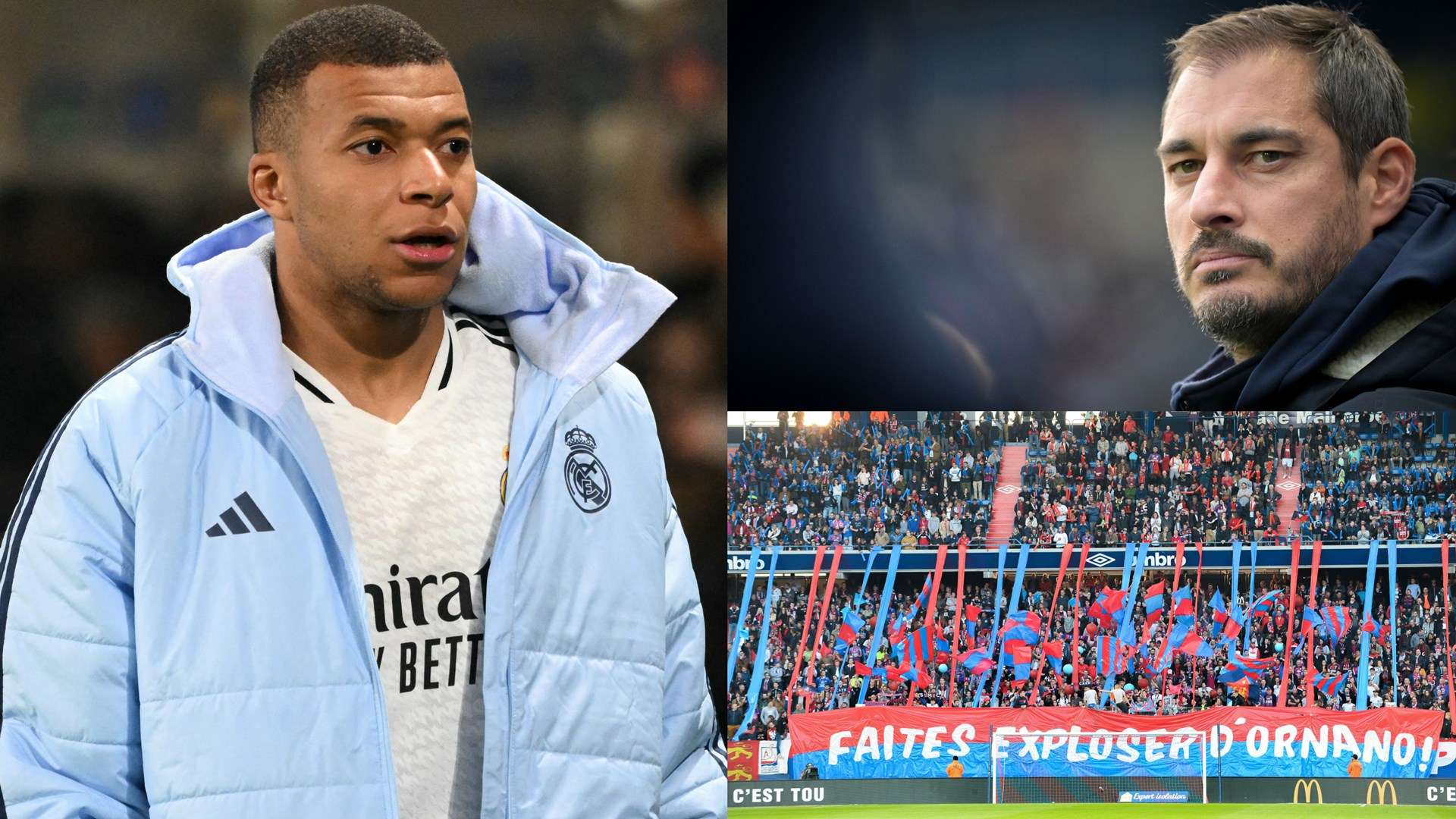 Caen fans unfurl Mbappe banner after sacking of Seube  