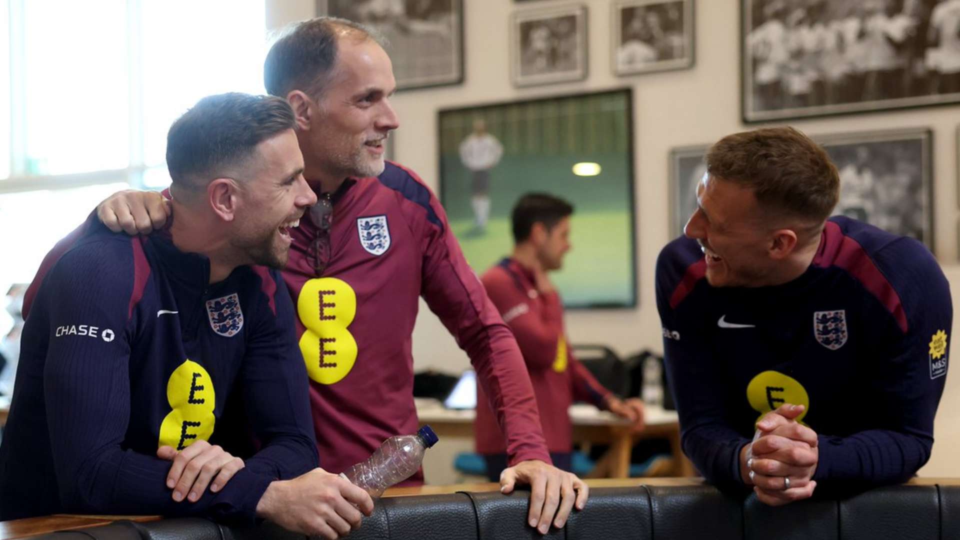 England stars meet up with Tuchel as Henderson gets warm hug  
