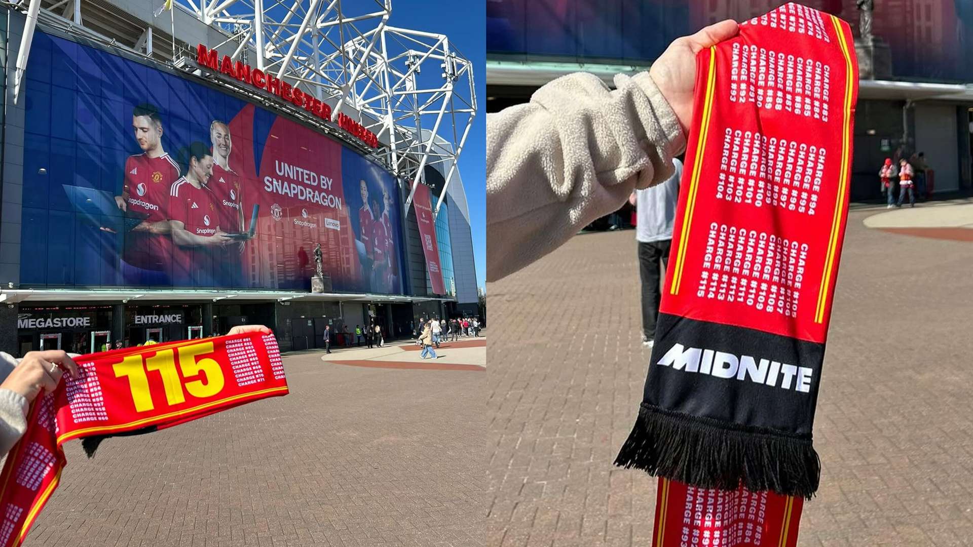 Man Utd fans mock arch-rivals City with ‘115’ scarves  