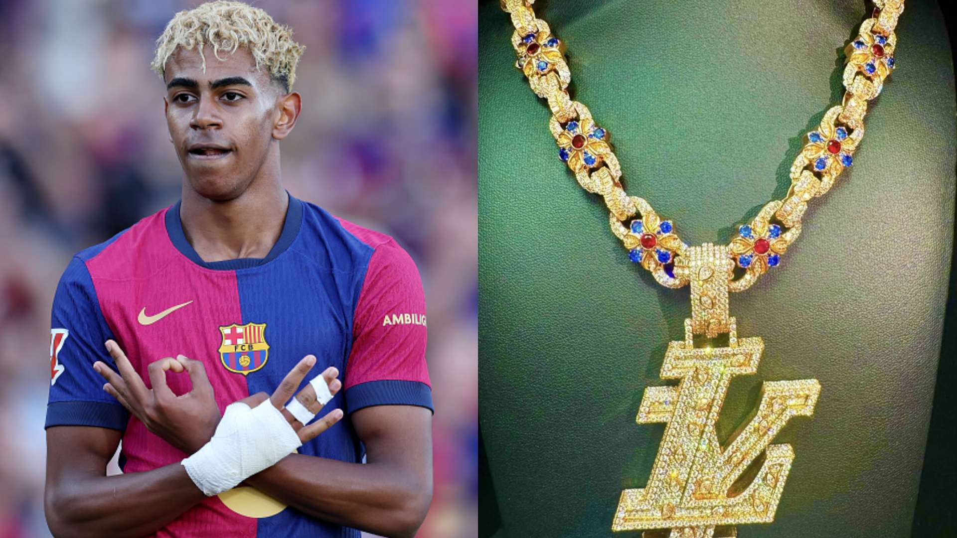 Yamal gifted outrageous $400k diamond-encrusted chain  