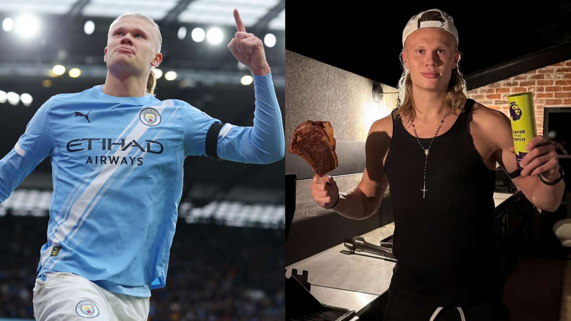 Haaland trolls Man Utd with steak photo after derby heroics  